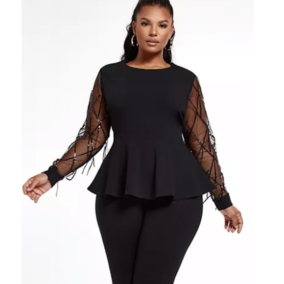 FTF Fashion to Figure peplum sequin top blouse 0 - Picture 2 of 12